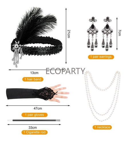 Set De Accesorios Para Disfraz De Flapper Para Mujer, Diadem