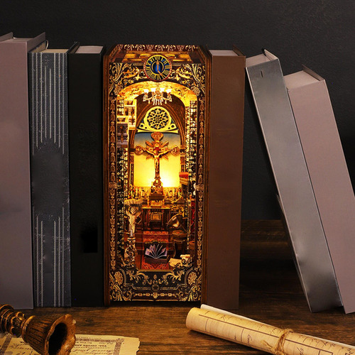 Librería De Callejón De Madera Diy Con Luz Led Para