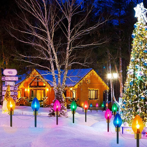 Set De 5 Luces Jumbo C9 De Piso Navidad P/ Exteriores