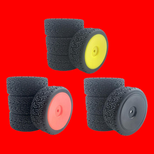 4x Rc Neumáticos De Goma Conjunto Para Amarillo Amarillo