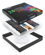 Comprar Pinturas Acrílicas Set De 24 Colores + 5 Pinceles + Paleta