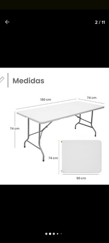 Alquiler Mesas Plegables Plásticas Tipo Valija 180cm X 74cm