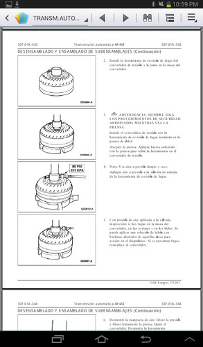 Manual Para Transmisión Automática Ranger (4r44e) En Español (Usado)
