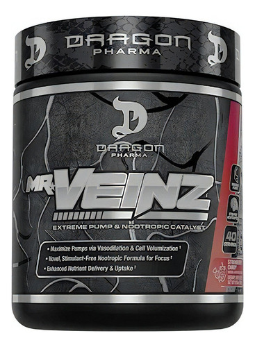 Pre Entreno Dragon Pharma Mr. Veinz 40 Serv Vasodilatador Sabor Sandía