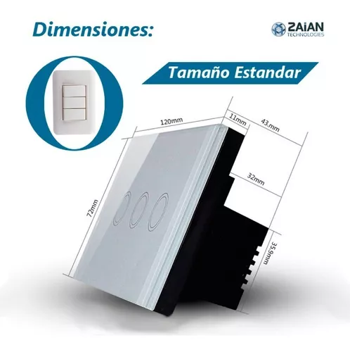 Interruptor táctil blanco de cristal MCO HOME con botón azul