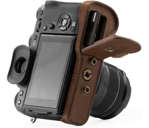 Funda Para Fujifilm X-t2 Megagear De Cuero Marron + Correa