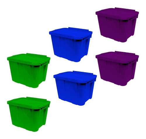 6 Cajas Plásticas Apolo De 30 Lts Color Surtidos