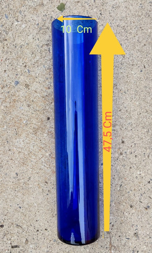Cilindro ,florero De Vidrio Azul .10cm X 47,5 Alto.