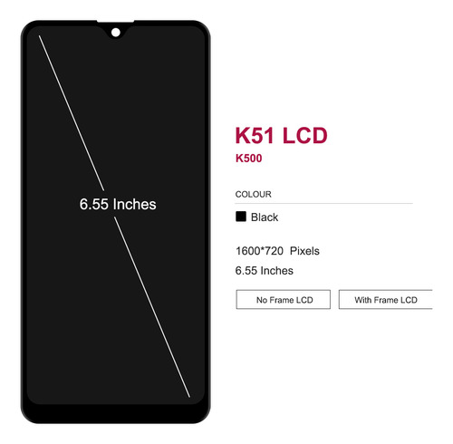 Okbichi Pantalla Display Para LG K51 Lm-k500um Q51 Lm-q510n