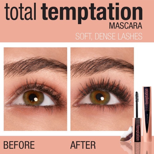 Imagen 7 de 7 de Máscara Total Temptation Washable Very Black Maybelline Color Negro