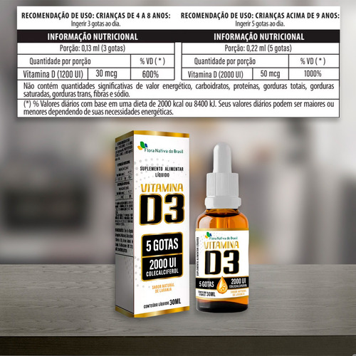 Vitamina D3 2000ui 30ml Flora Nativa Laranja
