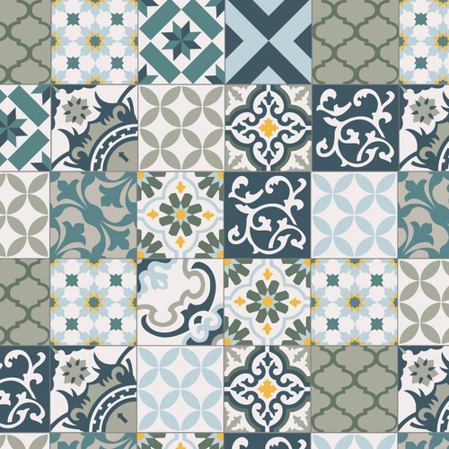 Adesivo De Azulejo Português Cozinha 10x10cm 50un Cor Mediterraneo
