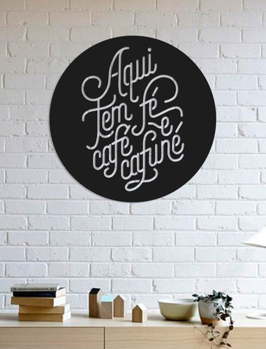 Imagem 2 de 3 de Quadro Decorativo Parede Cozinha Aqui Tem Fé 90cm