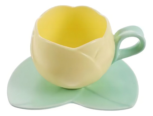 Taza De Café De Cerámica Del Tulipán De La Novedad Color Amarillo Solid Color