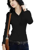 Comprar Camisa Color Negro\u002F Blusa Cuello Camisa\u002F Blusas