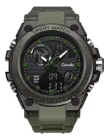 Reloj Deportivo Carrello VT-2104 para Hombre: Diseño Dual Análogo-Digital, Cronógrafo de Precisión, Alarma y Luz LED. Resistente y Robusto, Estilo Táctico Militar. ¡Uso Diario y Deporte! - Verde/Negro