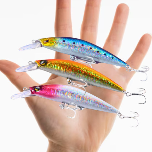 Paquete 3 Minnows Aquastrike De 1 Onza Lances Largos Pesca De Mar