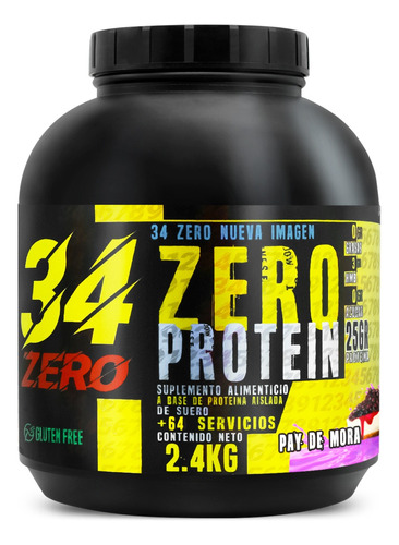 Suplemento En Polvo 34 Zero Supplements  Proteína Proteína Isolate Sabor Pay De Mora En Bote De 2.4kg