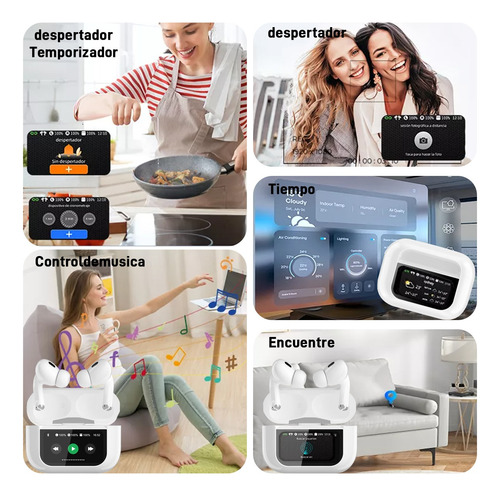 Smart Pantalla Audífonosanc Bluetooth 5.4 Anc Twsauriculares Blanco
