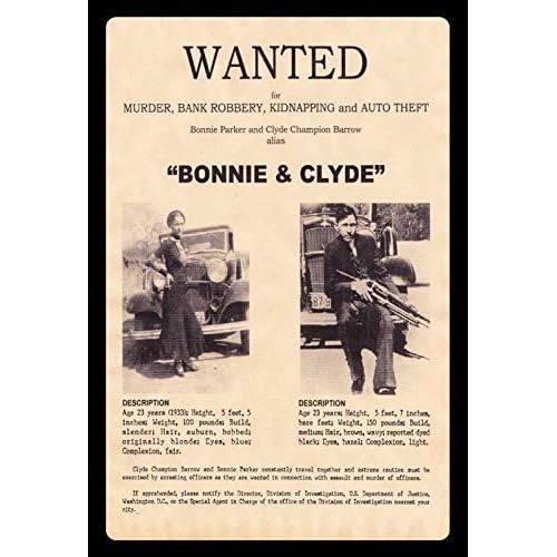 Póster Personalizado De Bonnie Y Clyde Bar, Cafetería...
