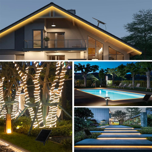 Rollo Tira Led Solar Seccionable 10mt 5050 Cubierta Silicona Luz Luz Cálida