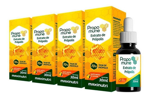 Kit 04 Extrato De Propolis 30ml Concentrado 70% Maxinutri Sabor Sem Sabor