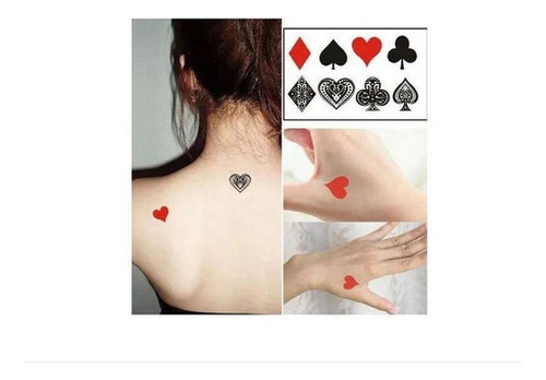 Delicada baraja de cartas de póquer con tatuaje temporal