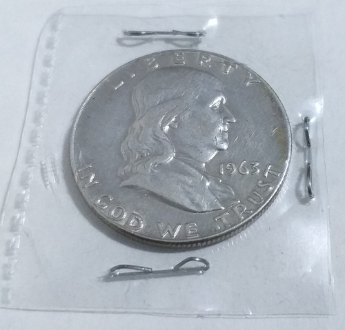 Imagen 2 de 2 de Moneda Half Dollar Usa 1963 De Colección Benjamín Franklin
