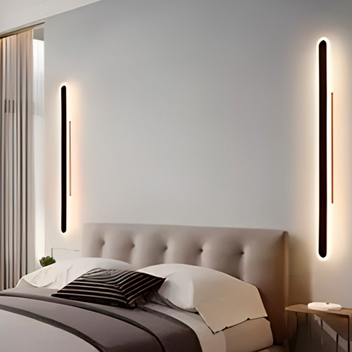 Aplique Lineal Exterior Led 25w Pared Luz Difusa 1mt Gari-ln Estructura Negro Cálido