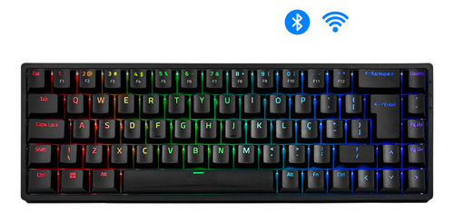 Teclado Mecânico Akko 3068b Plus Switch Orange Sem Fio 65% Preto Português Brasil
