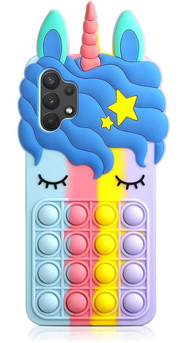 Funda Pop It Para Samsung Galaxy A32 5g Unicornio Azul