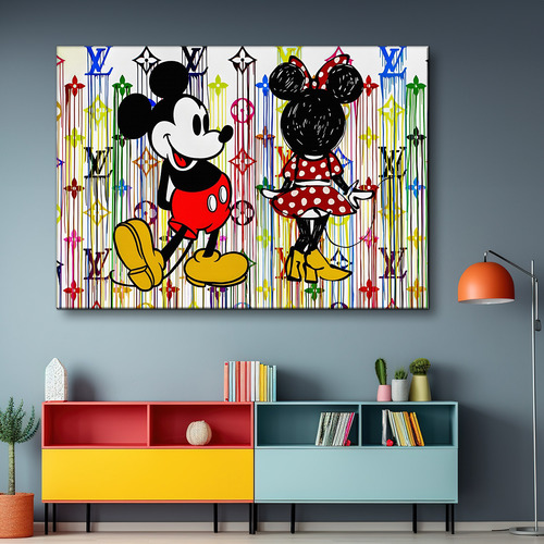 Cuadro Canvas Premium Mickey Y Minnie Mouse Artistico 90x60