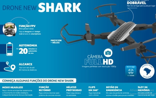 Imagem 4 de 7 de Drone Multilaser New Shark Es328 Com Câmera Full Hd 1080 P