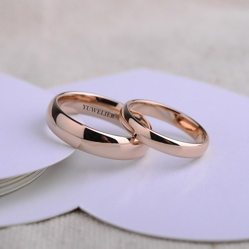 Imagen 3 de 6 de Par Anillos De Tungsteno Rose Gold Pareja Matrimonio