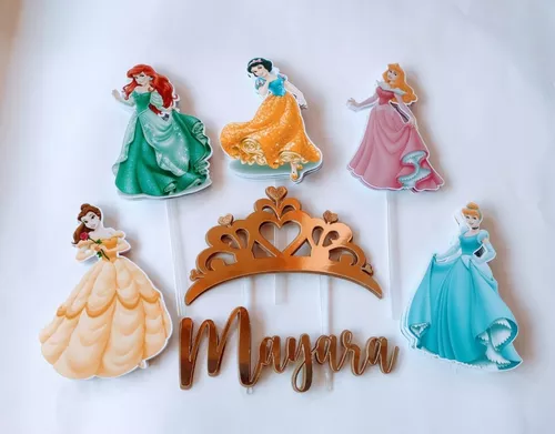 Topo de Bolo Topper de Bolo Personalizado Princesas Disney