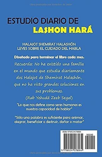 Estudio Diario De Lashon Hara Repasa Las Halajot De, De Michan, Salo. Editorial Independently Published En Español