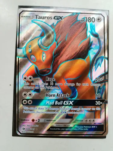 pokemon card tauros gx 156/149 Rainbow Hyper Secret Rare Base Set Near GX is Knocked Out Pokemon - Tauros-GX - 156/149