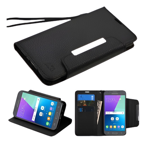 Funda De Cuero Soporte Para Samsung Galaxy Amp Primer 2 J3 E