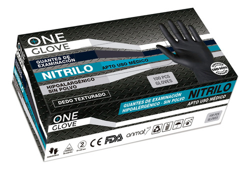 Guantes De Nitrilo Blanco Reforzado Con Anmat Caja X 100u Color Negro Talle M