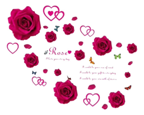 Hermosa Calcomanía De Pared, Calcomanías De Rosas Rojas