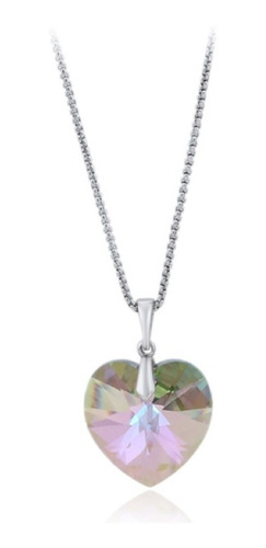 Collar Mujer Corazon De Cristal Caja Regalo