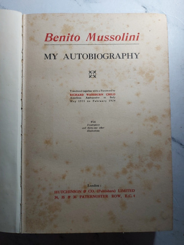 Antiguo Libro My Autobiography Benito Mussolini Ian 223