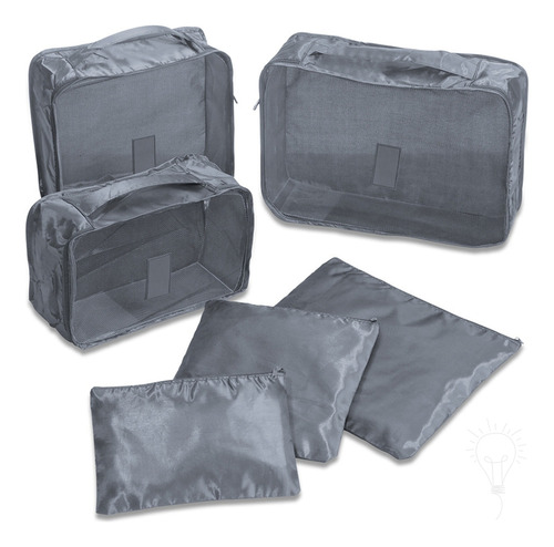 Kit organizador portátil para bolsas de viaje, 6 piezas, gris