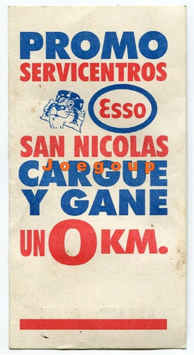 Antiguo Cupon Publicidad Cervicentros Esso San Nicolas