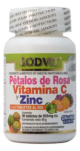 Suplemento De Petalos De Rosa Vitamina C Y Zinc 45 G Godvit Sabor Sin Sabor