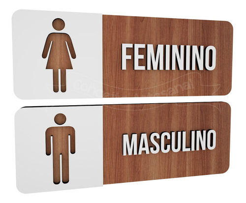 Placa Indicativa Sinalização Banheiro Feminino E Masculino