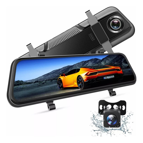 Dashcam 10'' Retrovisor Cámara Grabadora Trasera Y Frontal