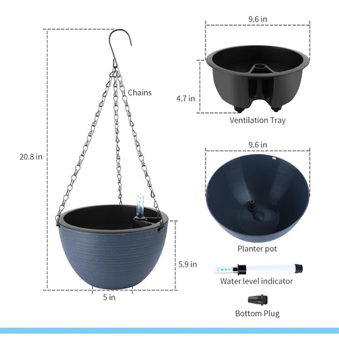 Maceta Colgante De Riego Automático De 10 Pulgadas Para Plan