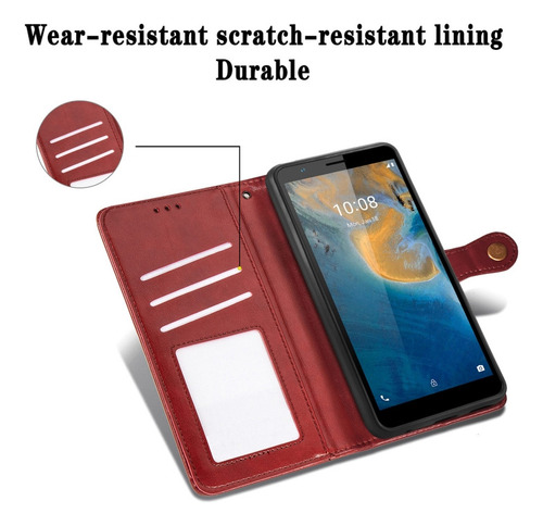 Funda De Teléfono Con Hebilla De Cuero De Color Sólido Verde