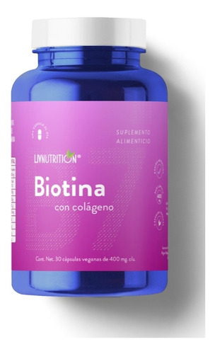Biotina 400 Mg Con Colageno 30 Capsulas Veganas Sabor Sin Sabor
